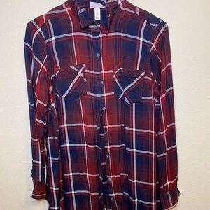 Flannel Maternity Blouse - Size Small